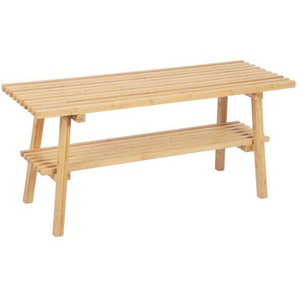 Carryhome Schuhbank, Natur, Holz, Bambus, massiv, 100x45x35 cm, Bsci, Holzmöbel, Garderoben Holz, Garderobenbänke Holz