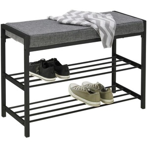 Carryhome Schuhbank, Schwarz, Dunkelgrau, Metall, Textil, 1-Sitzer, 80x52x30 cm, Abstellfläche, Garderobe, Garderobenbänke, Schuhbänke