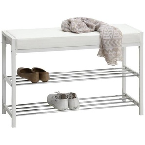 Carryhome Schuhbank, Weiß, Metall, 1-Sitzer, Füllung: Schaumstoff, 80x52x30 cm, Abstellfläche, Garderobe, Garderobenbänke, Schuhbänke
