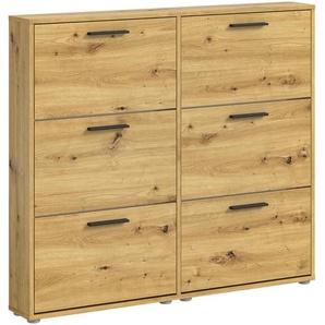 Carryhome Schuhkipper, Eiche Artisan, Kunststoff, 116x103x17 cm, Typenauswahl, stehend, Garderobe, Schuhaufbewahrung, Schuhkipper