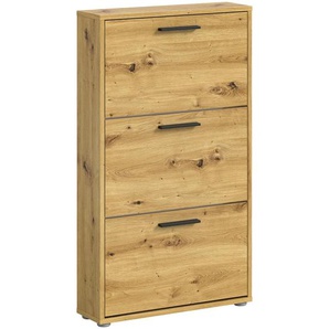 Carryhome Schuhkipper, Eiche Artisan, Kunststoff, 59x103x17 cm, Typenauswahl, stehend, Garderobe, Schuhaufbewahrung, Schuhkipper