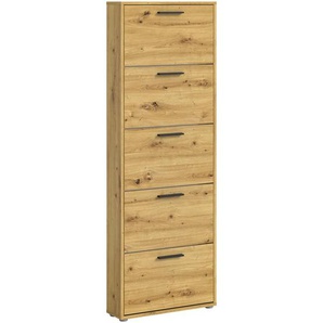 Carryhome Schuhkipper, Eiche Artisan, Kunststoff, 59x169x17 cm, Typenauswahl, stehend, Garderobe, Schuhaufbewahrung, Schuhkipper