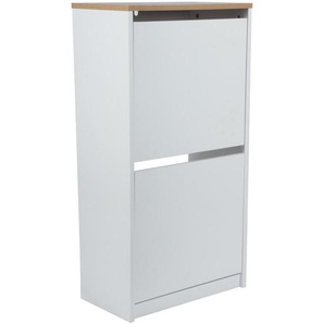 Carryhome Schuhkipper, Natur, Weiß, Holz, Holzwerkstoff, Kautschukholz, massiv, 49x93x28 cm, Bsci, stehend, Garderobe, Schuhaufbewahrung, Schuhkipper