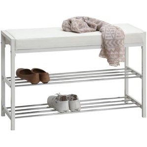 Carryhome Schuhregal, Weiß, Metall, Textil, 80x52x30 cm, Garderobe, Schuhaufbewahrung, Schuhregale