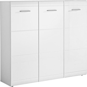 Carryhome Schuhschrank Adana, Weiß, Holzwerkstoff, 10 Fächer, 134x120x36 cm, Beimöbel erhältlich, Garderobe, Schuhaufbewahrung, Schuhschränke