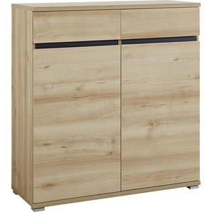 Carryhome Schuhschrank, Anthrazit, Buche, 4 Fächer, 2 Schubladen, 96x103x40 cm, Garderobe, Schuhaufbewahrung, Schuhschränke