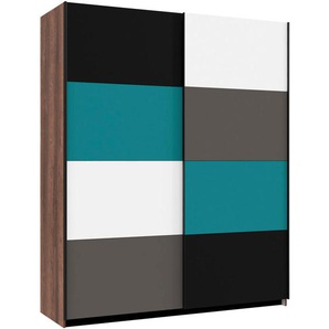 Carryhome Schwebetürenschrank , Grau, Grün, Schwarz, Weiß, Eiche , Metall , 2 Fächer , 170.3x209.7x61.2 cm , Beimöbel erhältlich, umfangreiches Zubehör in verschiedenen Holzdekoren individuelle Frontgestaltung , Kinder & Jugendmöbel, Jugendmöbel,
