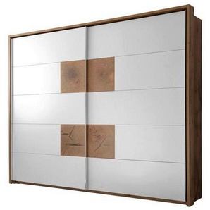 Carryhome Schwebetürenschrank, Weiß, Wildeiche, Holzwerkstoff, 3 Fächer, 280x230x65 cm, Schlafzimmer, Kleiderschränke, Schwebetürenschränke