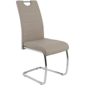 Carryhome Schwingstuhl, Cappuccino, Textil, Rundrohr, 43x98x59 cm, Lederauswahl, mit Griff, Esszimmer, Stühle, Esszimmerstühle, Schwingstühle