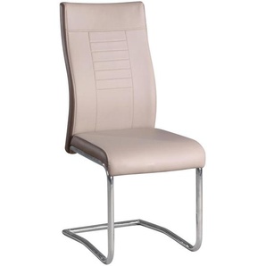 Carryhome Schwingstuhl, Creme, Dunkelbraun, Metall, Textil, Rundrohr, C-Form, 43x98x60 cm, Esszimmer, Stühle, Esszimmerstühle, Schwingstühle