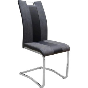 Carryhome Schwingstuhl, Grau, Chrom, Metall, Textil, Flachrohr, C-Form, 42.50x99.50x56 cm, Esszimmer, Stühle, Esszimmerstühle, Schwingstühle