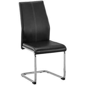 Carryhome Schwingstuhl, Schwarz, Chrom, Metall, Textil, Uni, Rundrohr, C-Form, 44x96x57 cm, ISO 9001, Esszimmer, Stühle, Esszimmerstühle,