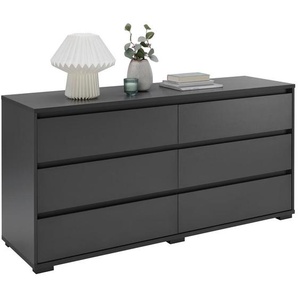 Carryhome Sideboard, Anthrazit, Holzwerkstoff, 6 Schubladen, 160x79x48 cm, Typenauswahl, Beimöbel erhältlich, Wohnzimmer, Kommoden & Sideboards, Sideboards