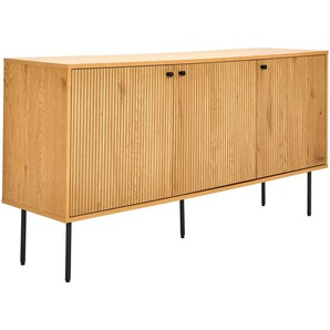 Carryhome Sideboard Line, Schwarz, Eiche, Metall, 3 Fächer, 150x75x40 cm, Typenauswahl, Beimöbel erhältlich, stehend, Schlafzimmer, Schlafzimmer