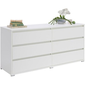 Carryhome Sideboard, Weiß, Holzwerkstoff, 6 Schubladen, 160x79x48 cm, Beimöbel erhältlich, Wohnzimmer, Kommoden & Sideboards, Sideboards