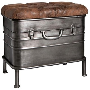 Carryhome Sitzbank, Anthrazit, Braun, Metall, Textil, 1-Sitzer, 51x48x34 cm, Truhe im Sitz, Esszimmer, Bänke, Sitzbänke