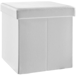 Carryhome Sitzbox, Weiß, Textil, Uni, 38x38x38 cm, faltbar, als Aufbewahrungsbox verwendbar, Stauraum, Wohnzimmer, Hocker, Sitzwürfel