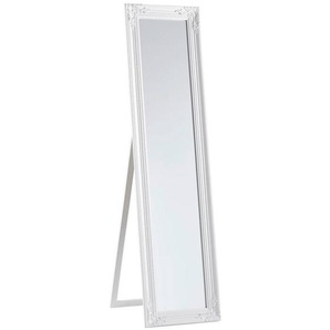 Carryhome Standspiegel, Weiß Hochglanz, Holz, Glas, Eukalyptusholz, massiv, rechteckig, 44x168x5 cm, Ganzkörperspiegel, Spiegel, Standspiegel