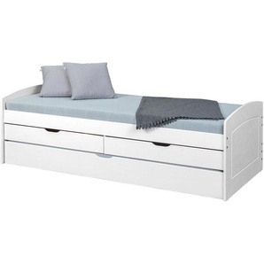 Carryhome Stauraumbett, Holz, Kiefer, massiv, 2 Schubladen, 90x200 cm, mit Schubkästen, Kinder- & Jugendzimmer, Kindermöbel, Kinderbetten,