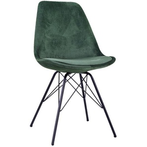 Carryhome Stuhl, Dunkelgrün, Textil, Rundrohr, 48x86x55.5 cm, Esszimmer, Stühle, Esszimmerstühle, Schalenstühle