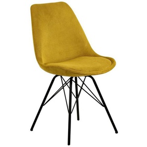 Carryhome Stuhl, Gelb, Schwarz, Metall, Textil, rund, 48.5x85.5x54 cm, Reach, Esszimmer, Stühle, Esszimmerstühle, Vierfußstühle