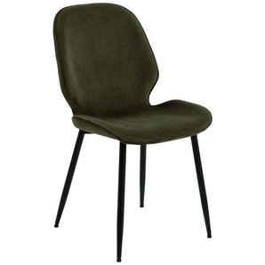 Carryhome Stuhl, Olivgrün, Textil, konisch, Rundrohr, 48x85x58 cm, Stoffauswahl, Esszimmer, Stühle, Esszimmerstühle, Vierfußstühle