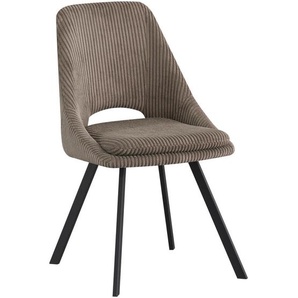 Carryhome Stuhl, Taupe, Metall, Textil, Flachrohr, 48x85x56 cm, Bsci, Esszimmer, Stühle, Esszimmerstühle, Vierfußstühle