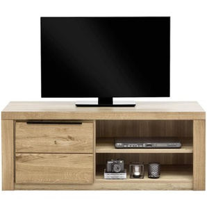 Carryhome Tv-Element, Eiche, Holz, Eiche, teilmassiv, 2 Fächer, 130x51x54 cm, Wohnzimmer, TV Möbel, TV-Elemente