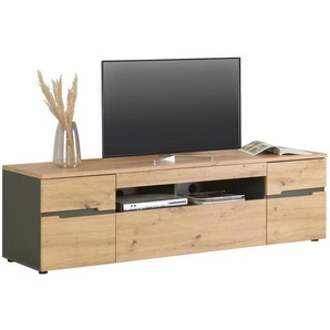 Carryhome Tv-Element, Graphit, Eiche Artisan, Holzwerkstoff, 2 Fächer, 1 Schubladen, 192x53x47 cm, Kabeldurchlass, Kleinmöbel