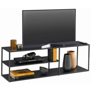 Carryhome Tv-Element, Schwarz, Metall, 1 Fächer, 140x45x35 cm, Wohnzimmer, TV Möbel, TV-Elemente