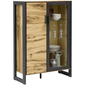 Carryhome Vitrine, Alteiche, Metall, Eiche, furniert, 6 Fächer, 98x141x40 cm, Typenauswahl, Beimöbel erhältlich, Holzmöbel, Holzschränke, Vitrinen Holz, Vitrinenschränke Holz