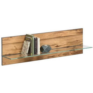 Carryhome Wandboard, Alteiche, Glas, Holz, Eiche, furniert, 118x36x25 cm, Wohnzimmer, Regale, Wandboards
