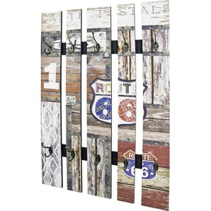 Carryhome Wandgarderobe , Mehrfarbig , 65x100x9 cm , Garderobe, Garderobenleisten & Garderobenhaken