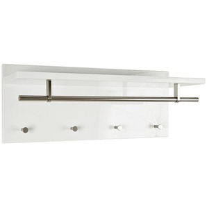 Carryhome Wandgarderobe, Weiß, Edelstahl, Metall, Holzwerkstoff, 75x30x26 cm, Hutablage, Garderobe, Garderobenleisten & Garderobenhaken