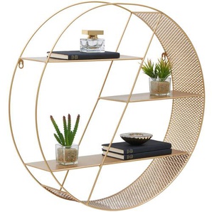 Carryhome Wandregal, Gold, Metall, 60x60x15 cm, Wohnzimmer, Regale, Wandregale