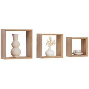 Carryhome Wandregalset, Eiche Artisan, Holzwerkstoff, 3-teilig, 20-28x20-28x11.8 cm, Bsci, Küchen, Küchenmöbel, Küchenregale