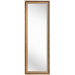 Carryhome Wandspiegel, Gold, Glas, Eukalyptusholz, massiv, rechteckig, 50x150x3 cm, senkrecht und waagrecht montierbar, Ganzkörperspiegel, Spiegel,