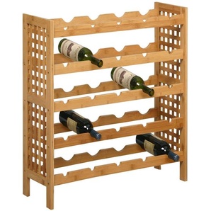 Carryhome Weinregal, Natur, Naturmaterialien, 5 Fächer, 63x73x25 cm, Küchen, Küchenmöbel, Küchenregale
