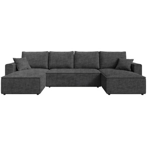 Carryhome Wohnlandschaft, Anthrazit, Textil, 6-Sitzer, Füllung: Schaumstoffflocken,Schaumstoffflocken, U-Form, 305x140 cm, Liegefunktion, Schlafen auf Sitzhöhe, Rücken echt, haustierfreundlicher Bezug, Wohnzimmer, Sofas & Couches, Wohnlandschaften,