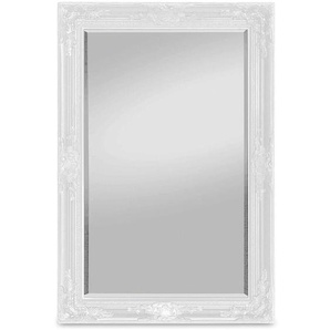 Casa Chic - Rococo by Weißer Shabby Chic Wandspiegel - 90 x 60 cm - Handgefertigter Spiegel - Barock - Groß - Massivholz - Antik Weiss