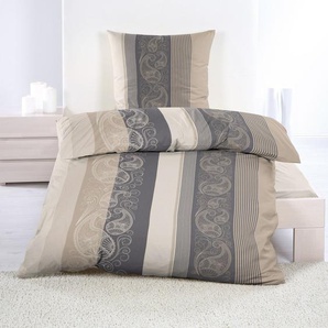 Casa Colori Biber-Bettwäsche mit Paisley beige/grau 135 x 200 cm GLO706104098
