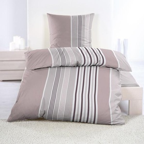 Casa Colori Biber-Bettwäsche mit Streifen rose 135 x 200 cm GLO706104100