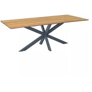 CASA DOMA Alcamo Gartentisch, Edelstahl anthrazit/Teak Baumkante 210×100 cm 1712170-1712175