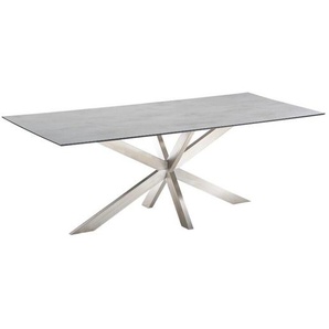 CASA DOMA Alcamo Gartentisch, Edelstahl/HPL 210×100 cm - HPL Chromix silber 1712168-1712169-1712488