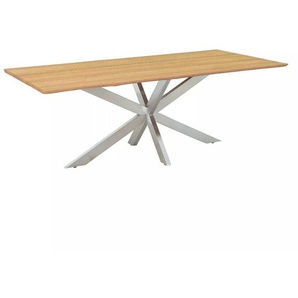 CASA DOMA Alcamo Gartentisch, Edelstahl/Teak Baumkante 210×100 cm 1712168-1712174