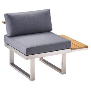 CASA DOMA Aragona DINING Lounge-Seitenteil 1-Sitzer mit Teak-Ablage, Edelstahl/Teak 1712675-1712693-1712701-1712703
