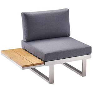 CASA DOMA Aragona Lounge-Seitenteil 1-Sitzer mit Teak-Ablage, Edelstahl/Rope 1712673-1712689-1712700-1712703
