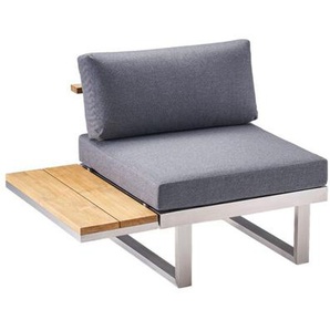 CASA DOMA Aragona Lounge-Seitenteil 1-Sitzer mit Teak-Ablage, Edelstahl/Teak 1712673-1712693-1712701-1712703