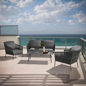 CASA DOMA Falcone/Arista Loungeset 4-teilig - Gestell Alu anthrazit | Rope anthrazit | Polster medium grey 1713500-00_1713501-00_1712732