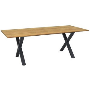 CASA DOMA Falerna Gartentisch, Edelstahl anthrazit/Teak Baumkante 210×100 cm 1712182-1712187